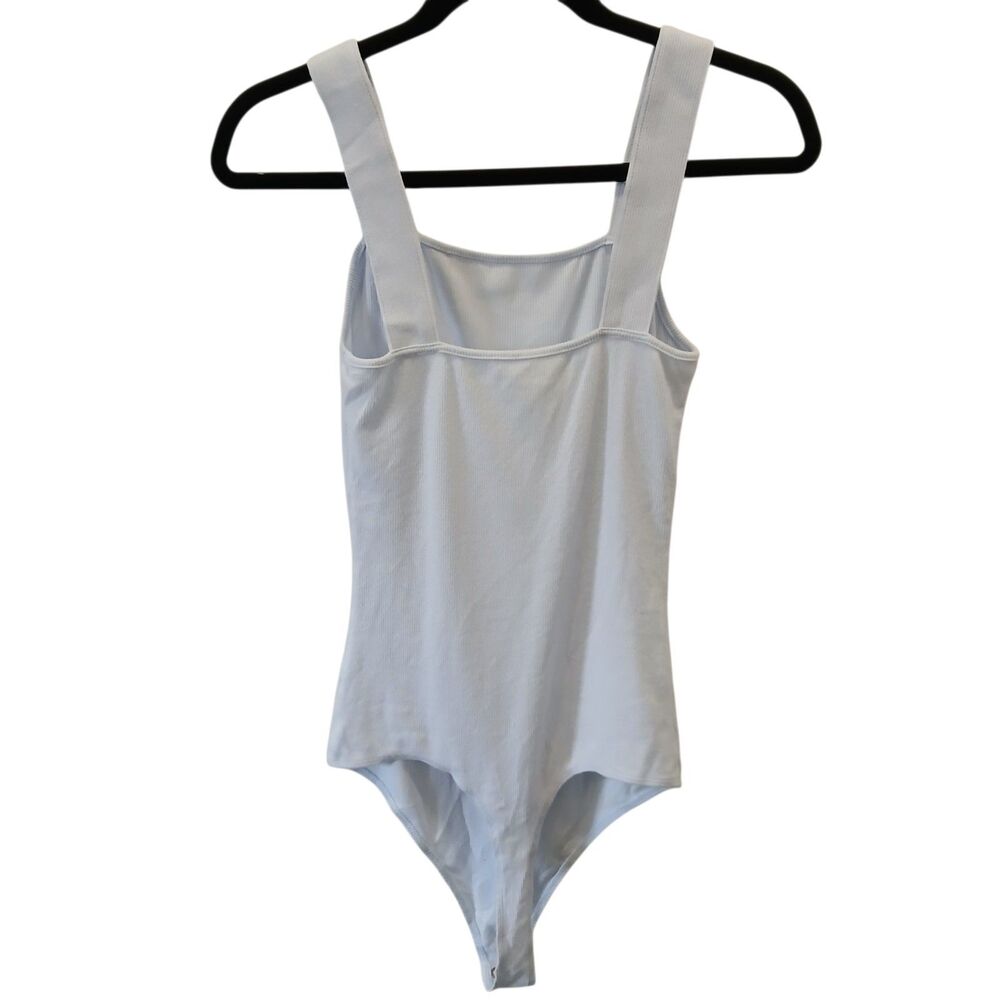American Eagle Blue Bodysuit Womens Sz Medium Super Seamless Square Neck Ribbed - Picture 3 of 8